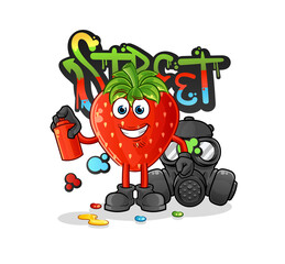 strawberry graffiti artist vector. cartoon character