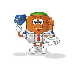 Fototapeta premium wallet pilot mascot. cartoon vector