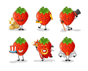 strawberry rich character. cartoon mascot vector
