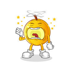 langsat fruit yawn character. cartoon mascot vector