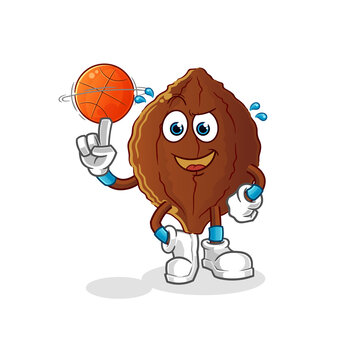 cacao playing basket ball mascot. cartoon vector