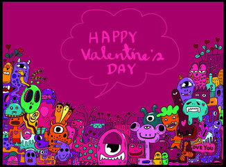 Valentines day doodles background, greeting card