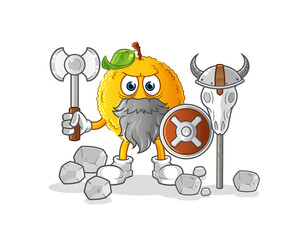 jackfruit viking with an ax illustration. character vector