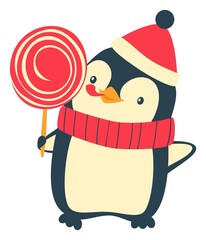 Christmas Penguin cartoons clip art. Cute penguin vector illustration © Visual Content