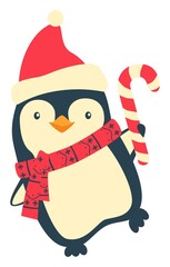 Christmas Penguin cartoons clip art. Cute penguin vector illustration