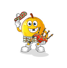 langsat fruit scottish with bagpipes vector. cartoon character