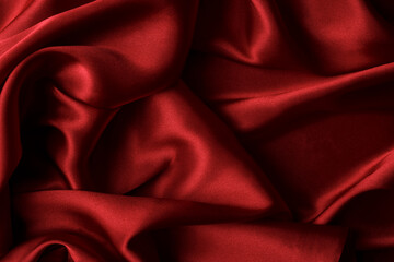 Red silk fabric, close up romantic texture, Valentine's day background