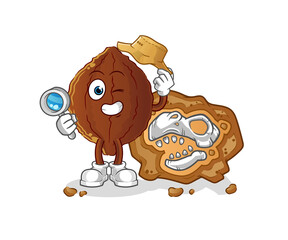 cacao archaeologists with fossils mascot. cartoon vector