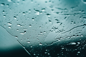 Raindrops on Windshield on a Dark Gloomy Day