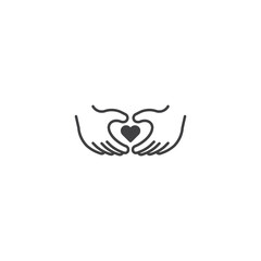 Hand making heart, care, love and empathy concept. Vector icon template