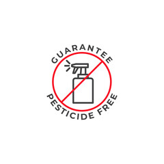 Pesticide free, guarantee label. Vector icon template