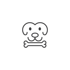 Dog with bone. Vector icon template
