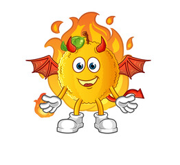 jackfruit demon with wings character. cartoon mascot vector