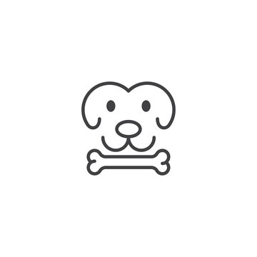 Dog with bone. Vector icon template