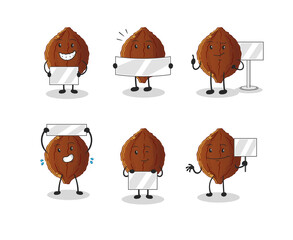 cacao holding board group character. mascot vector