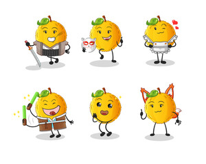 jackfruit japanese culture group character. mascot vector
