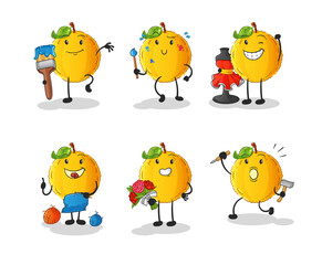 jackfruit artist group character. cartoon mascot vector