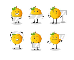 jackfruit holding board group character. mascot vector