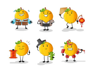 jackfruit asian culture set . cartoon mascot vector