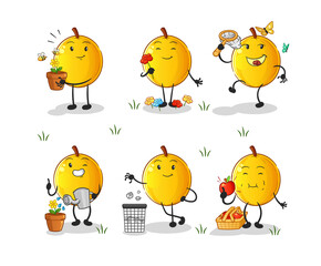 langsat fruit save the earth group. cartoon mascot