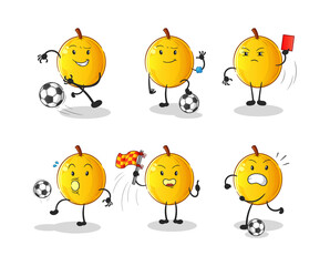 langsat fruit football group character. cartoon mascot vector