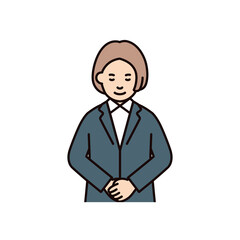 人物_女性_スーツ_上半身_お辞儀_手を前に組む