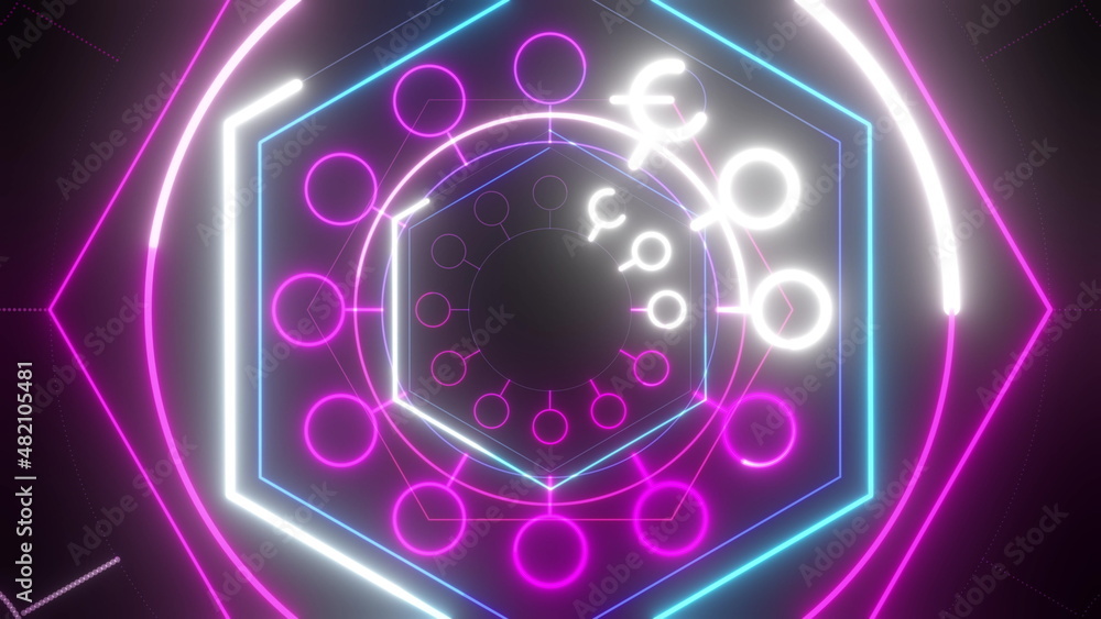 Poster neon lights vj loop 120 bpm seamless discotunnel abstract glow particles - 4k seamless loop motion b