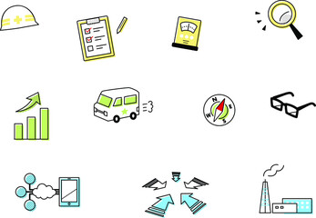 はたらくアイコン！／いろんなビジネスアイコン／ベクター素材／ネットワーク・仕事・成長・安全・労働