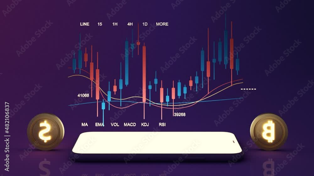Poster digital currency gold transfer coins it is enclosed around a digital currency chart with bars altern