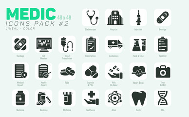 25 Solid Medic Icons Pack #2, Vector Medical Icons Set Fill Style