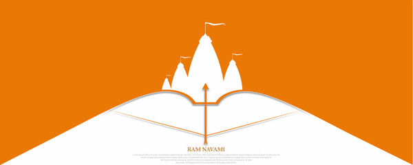 Vector illustration of Lord Rama with bow arrow for Shree Ram Navami celebration. Background for Ramleela ground.