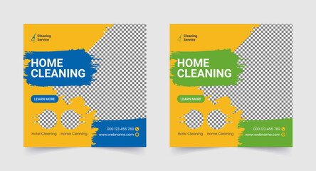 Cleaning service social media instagram post template, Editable Square Banner Ads, Social Media Post