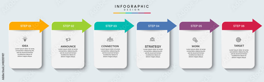 Poster steps business timeline process infographic template design with icons