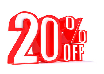 20 Percent off 3d Sign on White Background, Special Offer 20% Discount Tag, Sale Up to 20 Percent Off,big offer, Sale, Special Offer Label, Sticker, Tag, Banner, Advertising, offer Icon