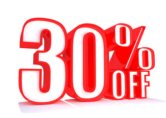 30 Percent off 3d Sign on White Background, Special Offer 30% Discount Tag, Sale Up to 30 Percent Off,big offer, Sale, Special Offer Label, Sticker, Tag, Banner, Advertising, offer Icon