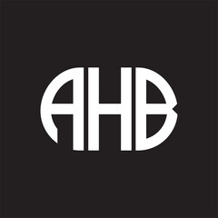 AHB letter logo design on black background. AHB