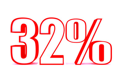 32Percent off 3d Sign on White Background, Special Offer 32% Discount Tag, Sale Up to 32 Percent Off,big offer, Sale, Special Offer Label, Sticker, Tag, Banner, Advertising, offer Icon