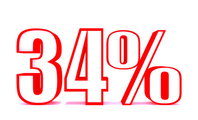 34 Percent off 3d Sign on White Background, Special Offer 34% Discount Tag, Sale Up to 34 Percent Off,big offer, Sale, Special Offer Label, Sticker, Tag, Banner, Advertising, offer Icon