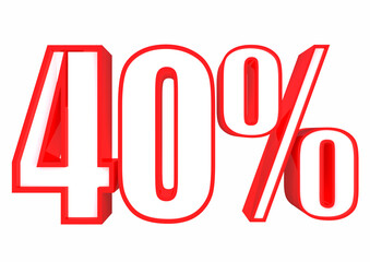 40 Percent off 3d Sign on White Background, Special Offer 40% Discount Tag, Sale Up to 40 Percent Off,big offer, Sale, Special Offer Label, Sticker, Tag, Banner, Advertising, offer Icon