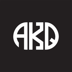 AKQ letter logo design on black background. AKQ