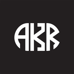 AKR letter logo design on black background. AKR
