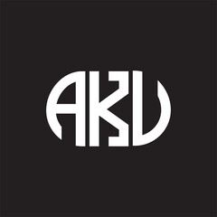 AKU letter logo design on black background. AKU