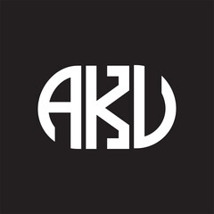 AKV letter logo design on black background. AKV