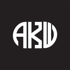 AKW letter logo design on black background. AKW