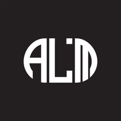 ALM letter logo design on black background. ALM