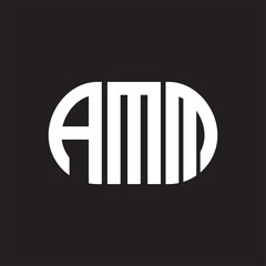 AMM letter logo design on black background. AMM