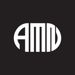 AMN letter logo design on black background. AMN