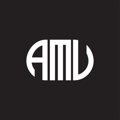 AMU letter logo design on black background. AMU