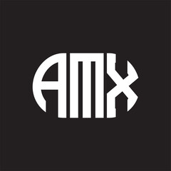 AMX letter logo design on black background. AMX