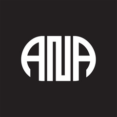 ANA letter logo design on black background. ANA